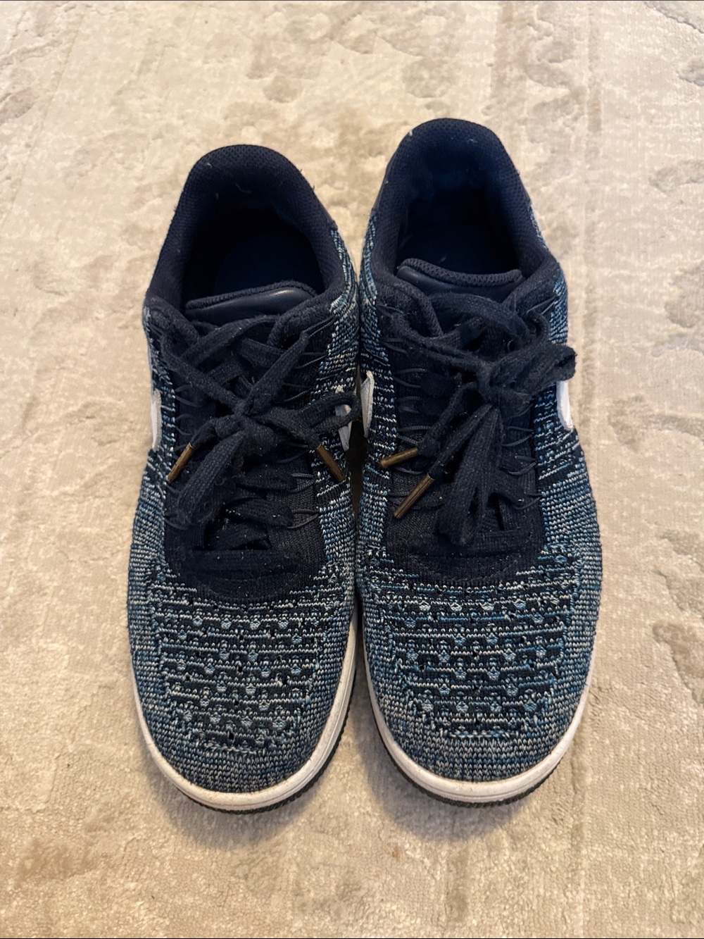 Nike Men's Knit Lace-Up Sneakers in Navy/Black 8